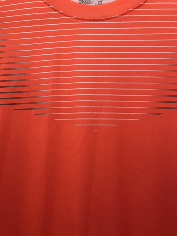 Men Slazenger Tennis Polo Orange Short Sleeve Collarless Ombre Print Front Top L gallery
