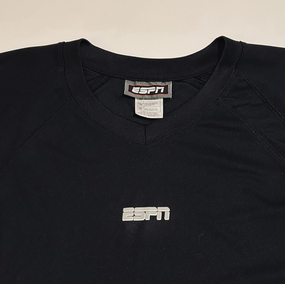 ESPN Logo Licensed Official Long Sleeve Black Jersey T-Shirt XL Sports TV