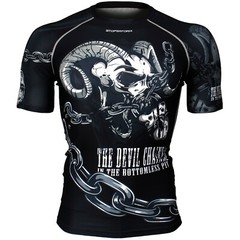 FX-370 DEVIL CHAINED Skin Compression Base layer MMA Rash guard BJJ Water Sports