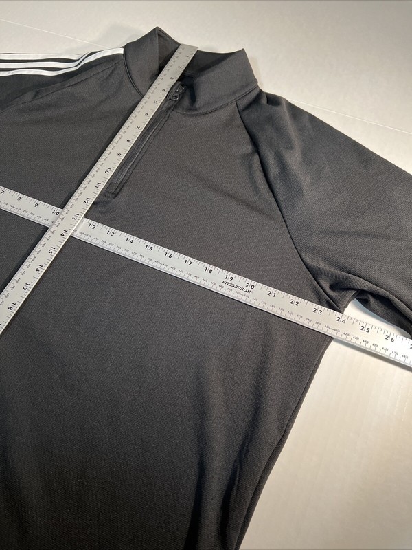 adidas 1/4 Zip Black Pullover Long Sleeve w/ Three Stripes Men's Size Large EUC gallery