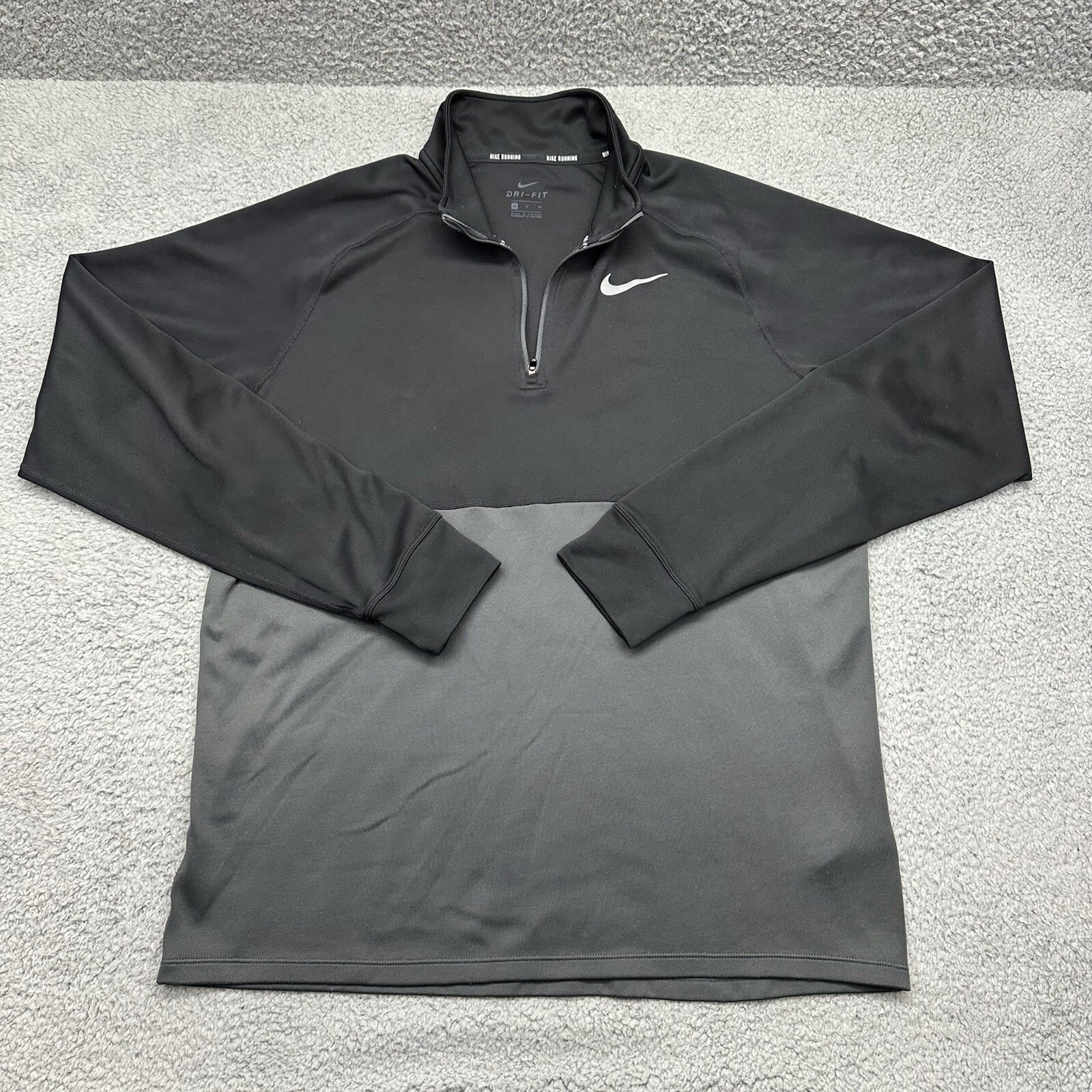 Nike Running Dri-Fit 648588-010 Men’s XL Racer Fitness Top 1/4 Zip Black Gray gallery