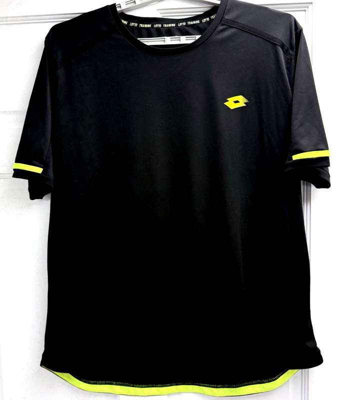 Lotto Training Performance T-Shirt Black Yellow Athletic Sport Tee- Pre-Owned gallery