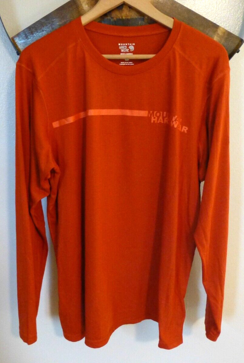 Mountain Hardwear Men's XL Active Long Sleeve T-Shirt Logo Climbing Hiking Red gallery