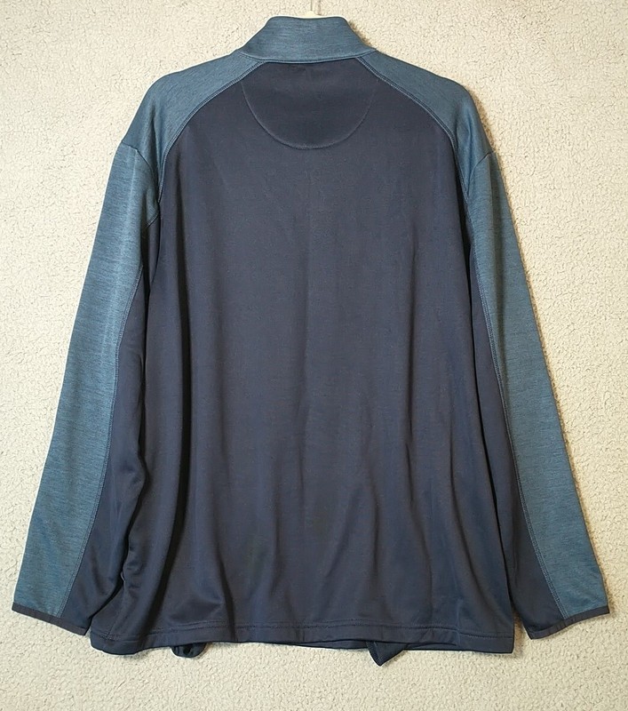 Callaway Sweater Men XL Blue Two Tone Fleece lined Quarter Zip Pockets Golf gallery
