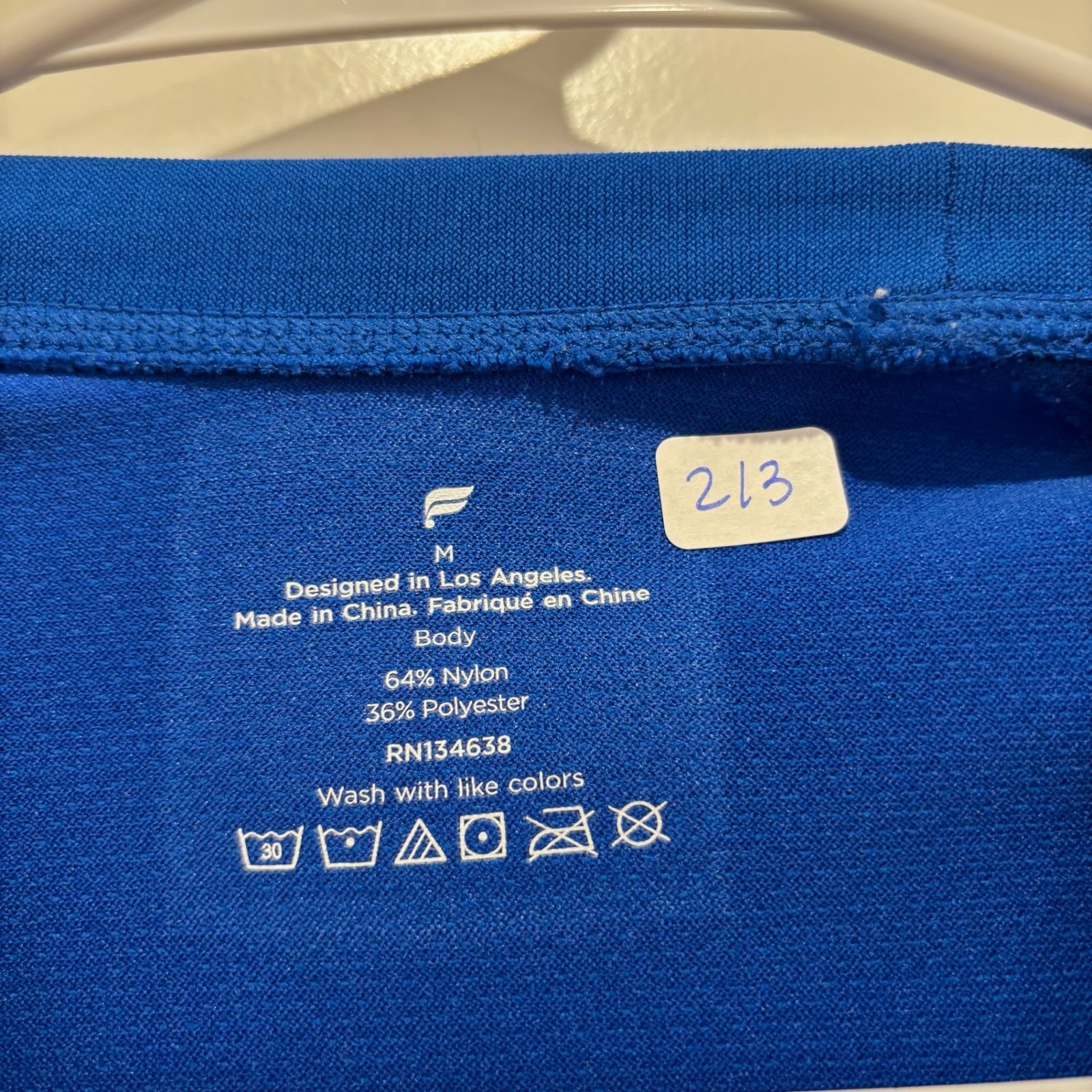 Fabletics Mens Royal Blue Raglan Short Sleeve Training Workout Shirt Size M gallery