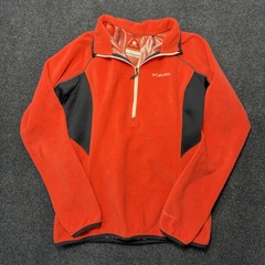 Columbia Sweater Mens Medium Red Gray Omni-Heat Fleece 1/4 Zip Pullover Top