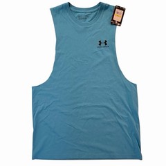 Under Armour Tank Top Mens Sz M Blue Left Chest Cut-Off Loose Fit Activewear New