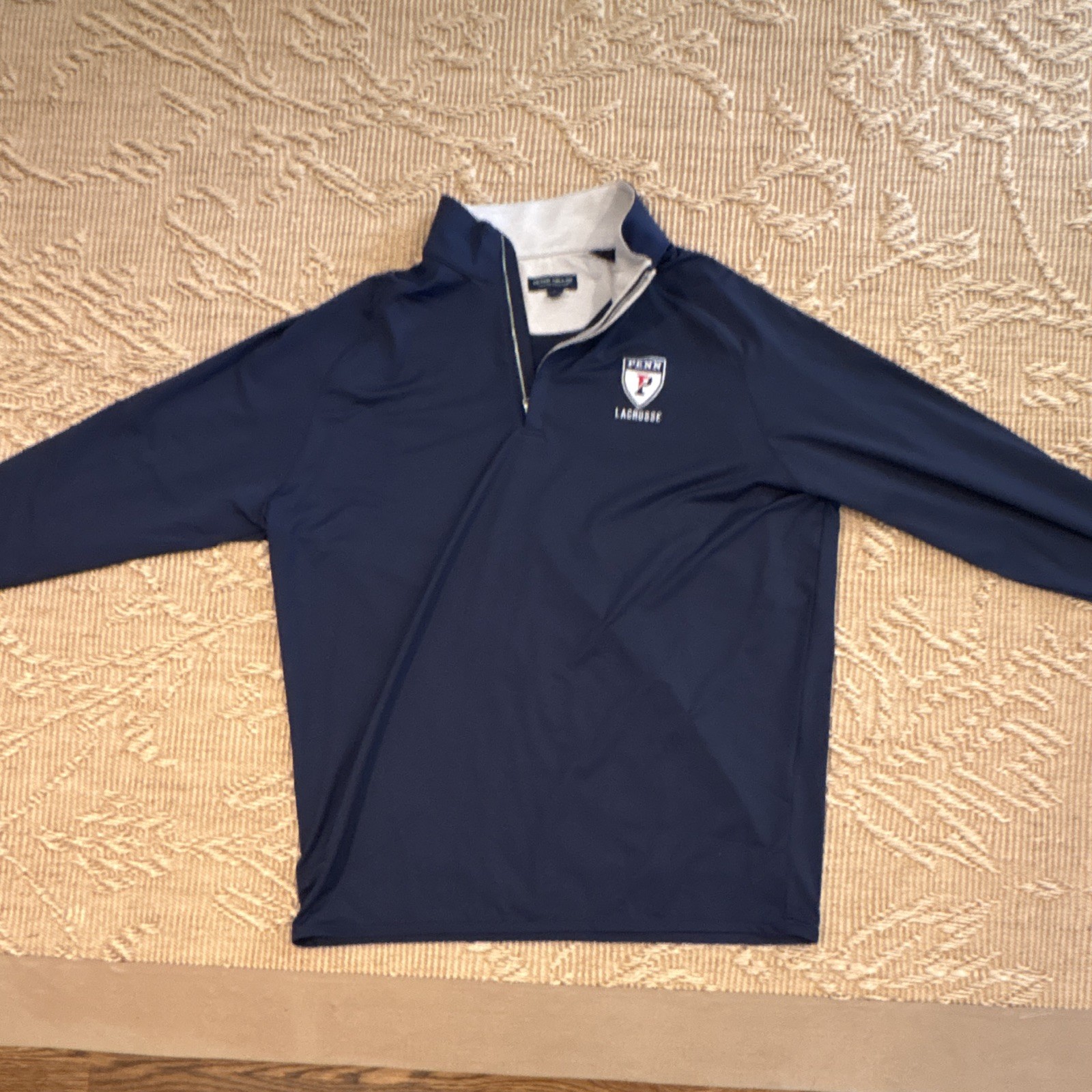 Men's UPenn Lacrosse 1/4 Zip Pullover Polo Mock Neck Logo Long Sleeve L gallery