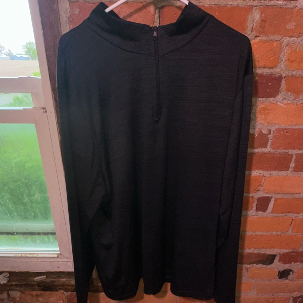Real Essentials 2XL Black Polyester Pullover Mock Neck Long Sleeve 1/4 Zip Top