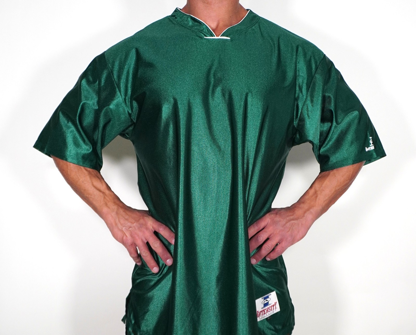 SHINY GREEN LONG NYLON SHIRT SIZE LARGE gallery