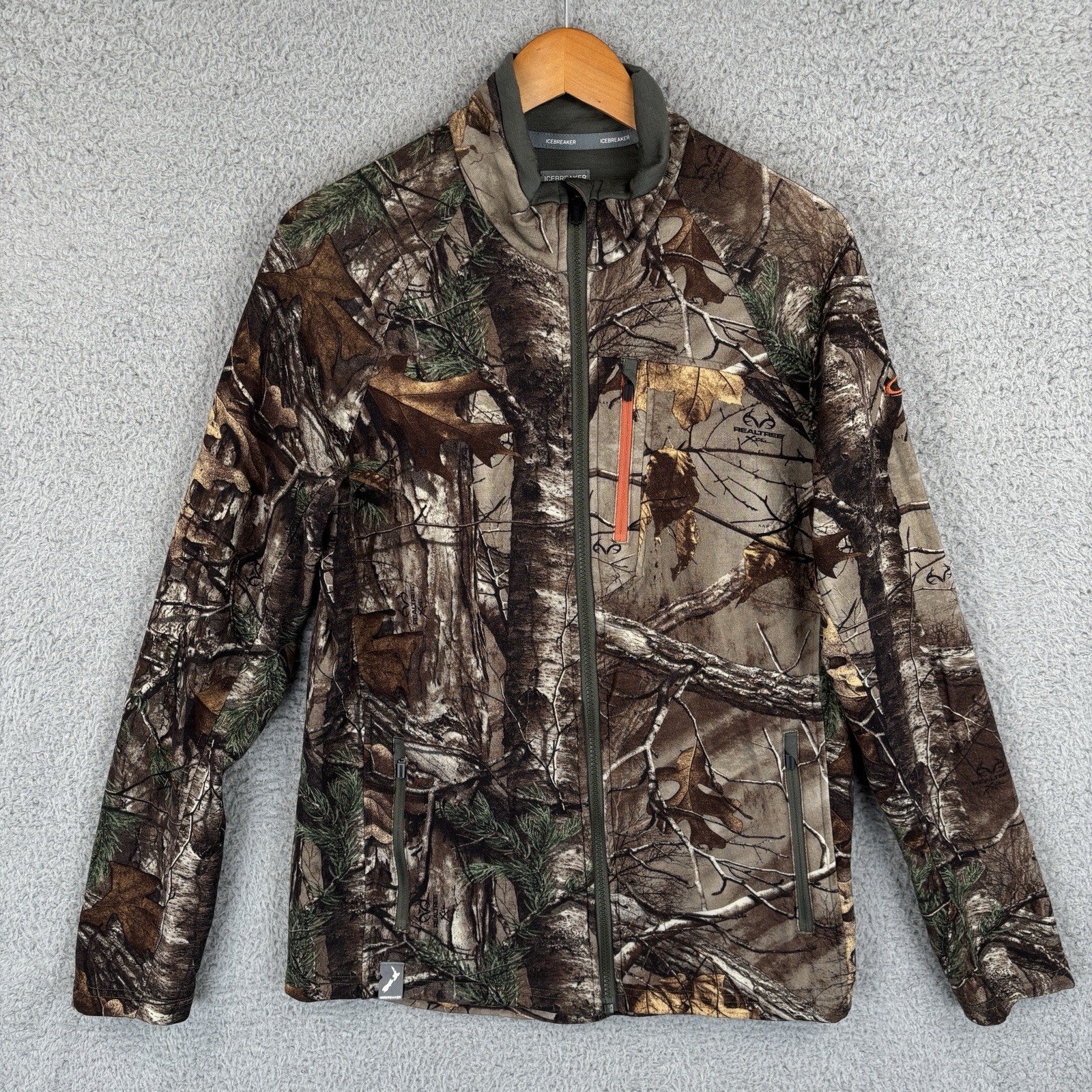Icebreaker Merino Jacket Mens Medium Camo Full ZIp RealTree Xtra Wool Blend Hunt gallery
