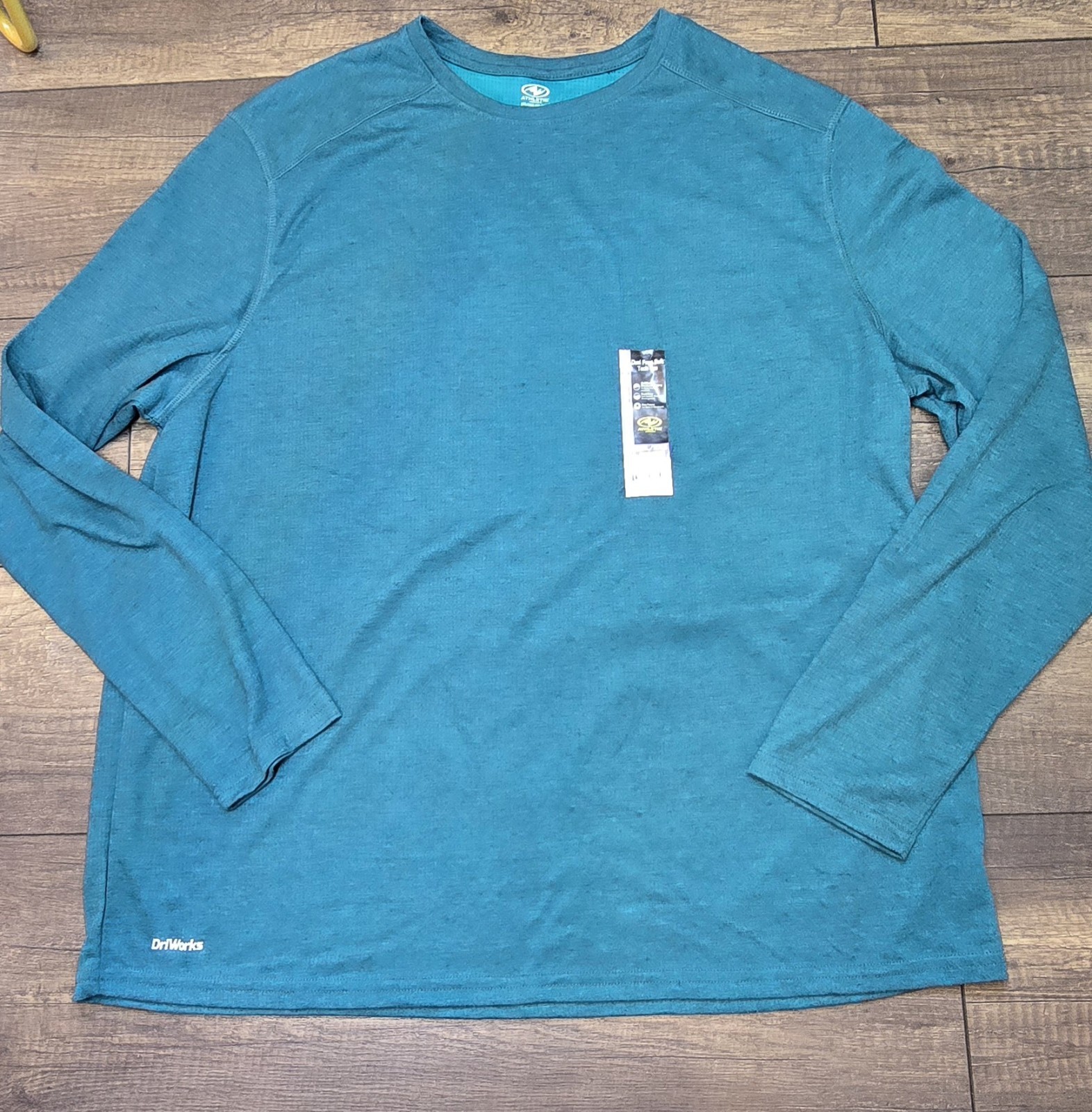 Athletic Works DriWorks Moisture Wicking Crew Neck Long Sleeve Teal Mens XL gallery