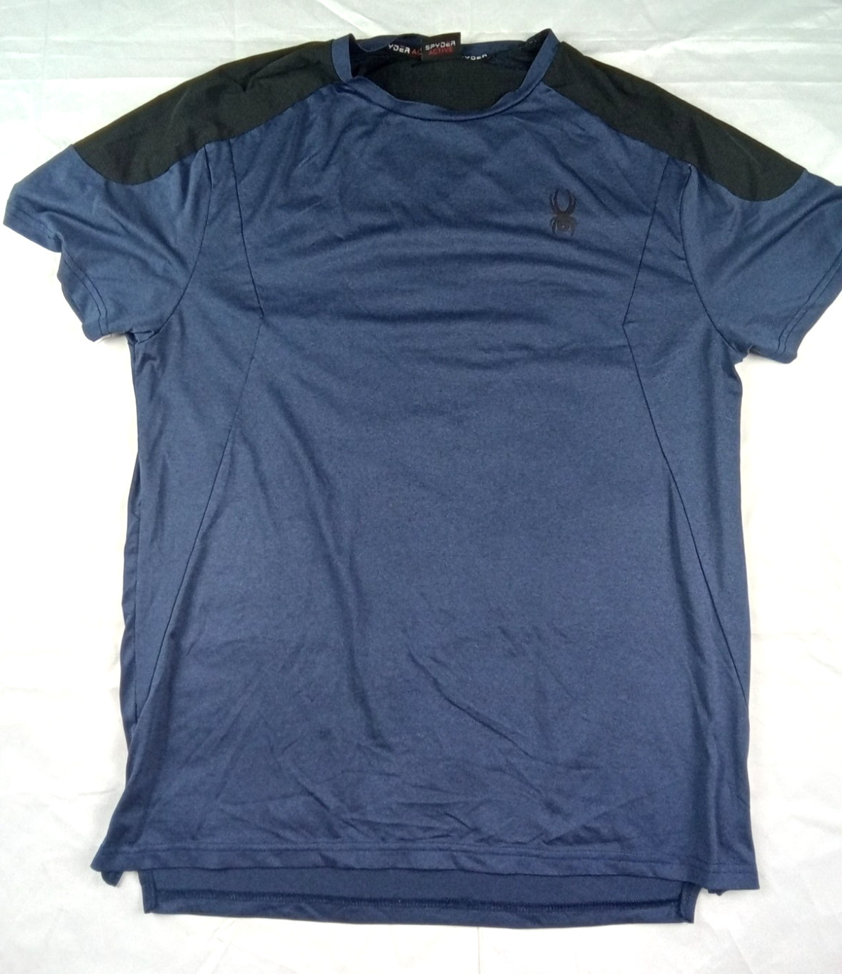 Spyder Active Navy Blue Black Stretch Large Mens Shirt gallery