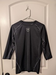 Under Armour Heatgear Compression Black 3/4 Sleeve Baseball T-Shirt Size Large