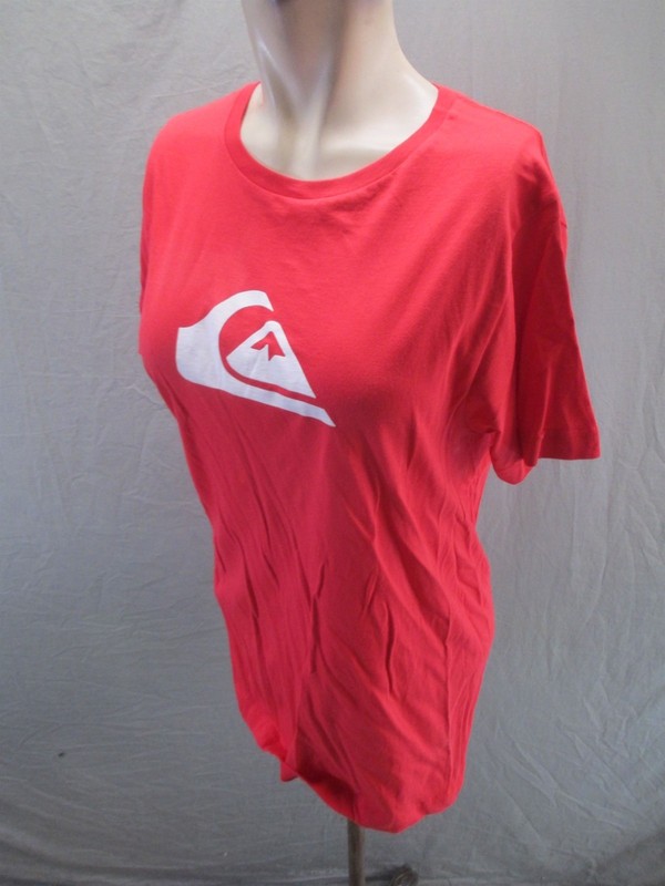 Quiksilver Size S Mens Red 100% Cotton Short Sleeve Activewear Logo TShirt 762 gallery