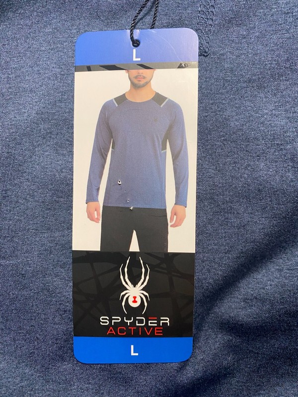 NWT Spyder Active Crew neck Pullover Long Sleeve Dust Navy Heather Blue SZ L gallery