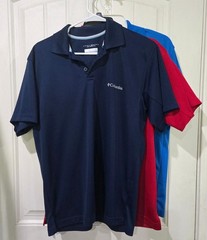 Lot of 3-Columbia PFG Polo Shirt Mens SMALL Omni-Shade Performance Fishing Golf