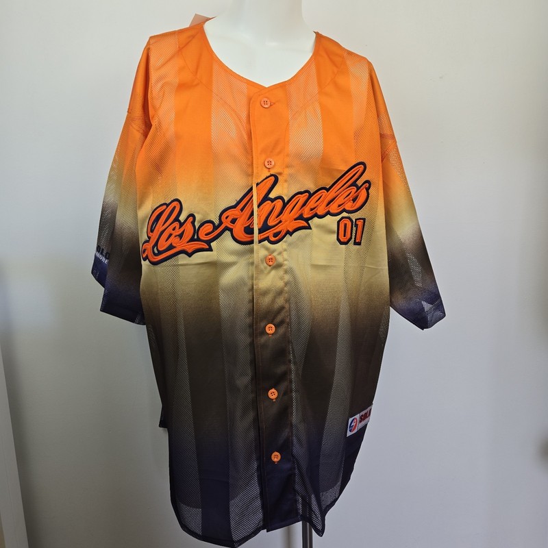 VTG Deadstock Solo Semore Baseball Jersey Hip Hop Los Angeles Spellout Mens 3XL gallery
