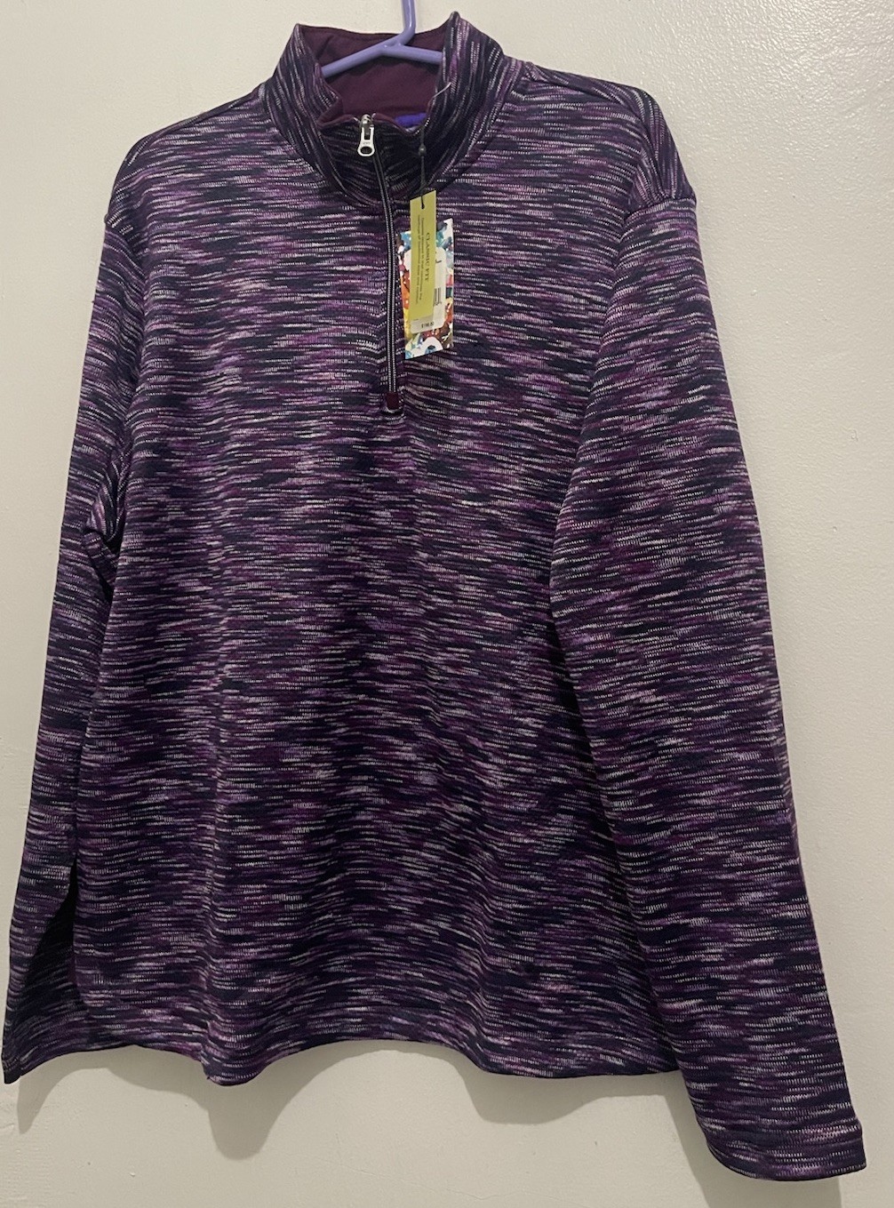 New Robert Graham Quarter Zip Pullover WATERFORD Berry X-LARGE Purple NWT gallery