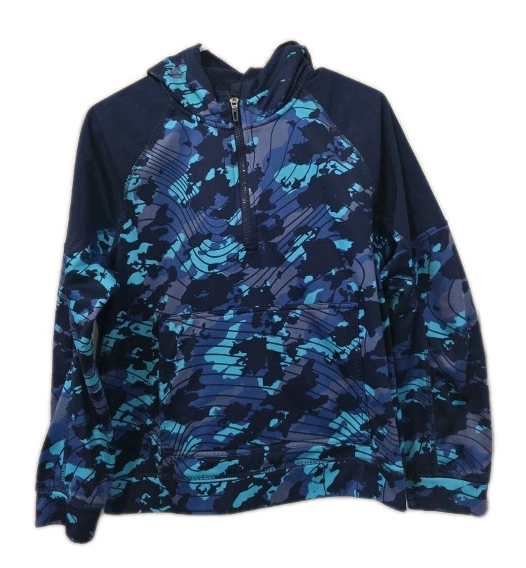 Athletic Works Light 1/2 Zip Hooded Pullover Shirt Sz XL (14-16) Husky Blue Camo gallery
