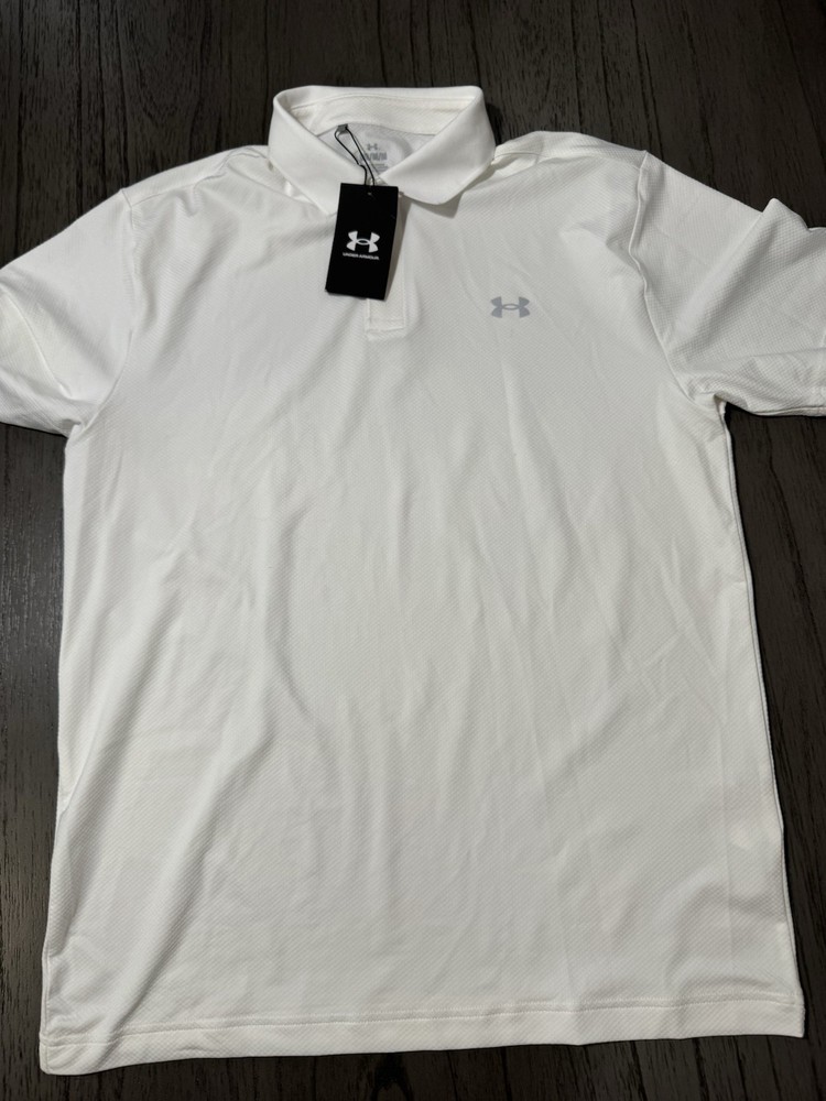 Under Armour Team Tech Mens Short Sleeve White Polo Shirt NEW w/ Tag Medium
