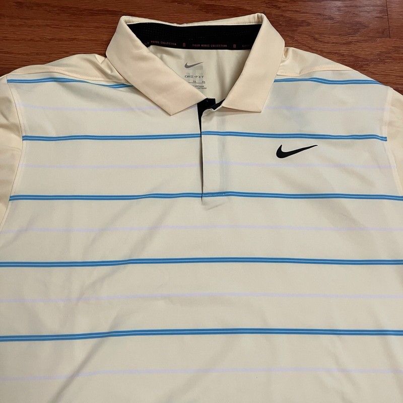 Nike Golf Tiger Woods Collection Striped Polo DR5318 821 Canary Yellow Gold Sz M gallery