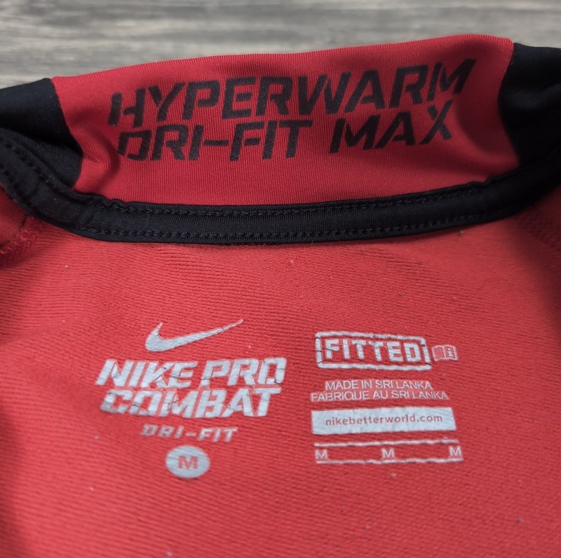 Nike Pro Combat Dri-FIT Fitted Compression Shirt Mens M Black Red Long Sleeve gallery