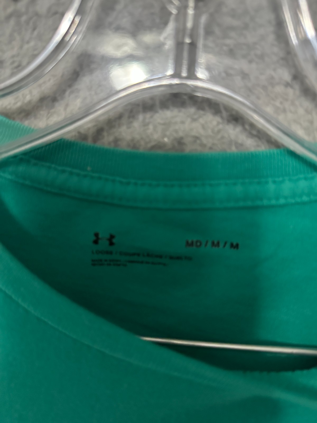 Under Armour Mens Shirt Loose Size Medium Teal Short Sleeve Adult Cotton Blend gallery
