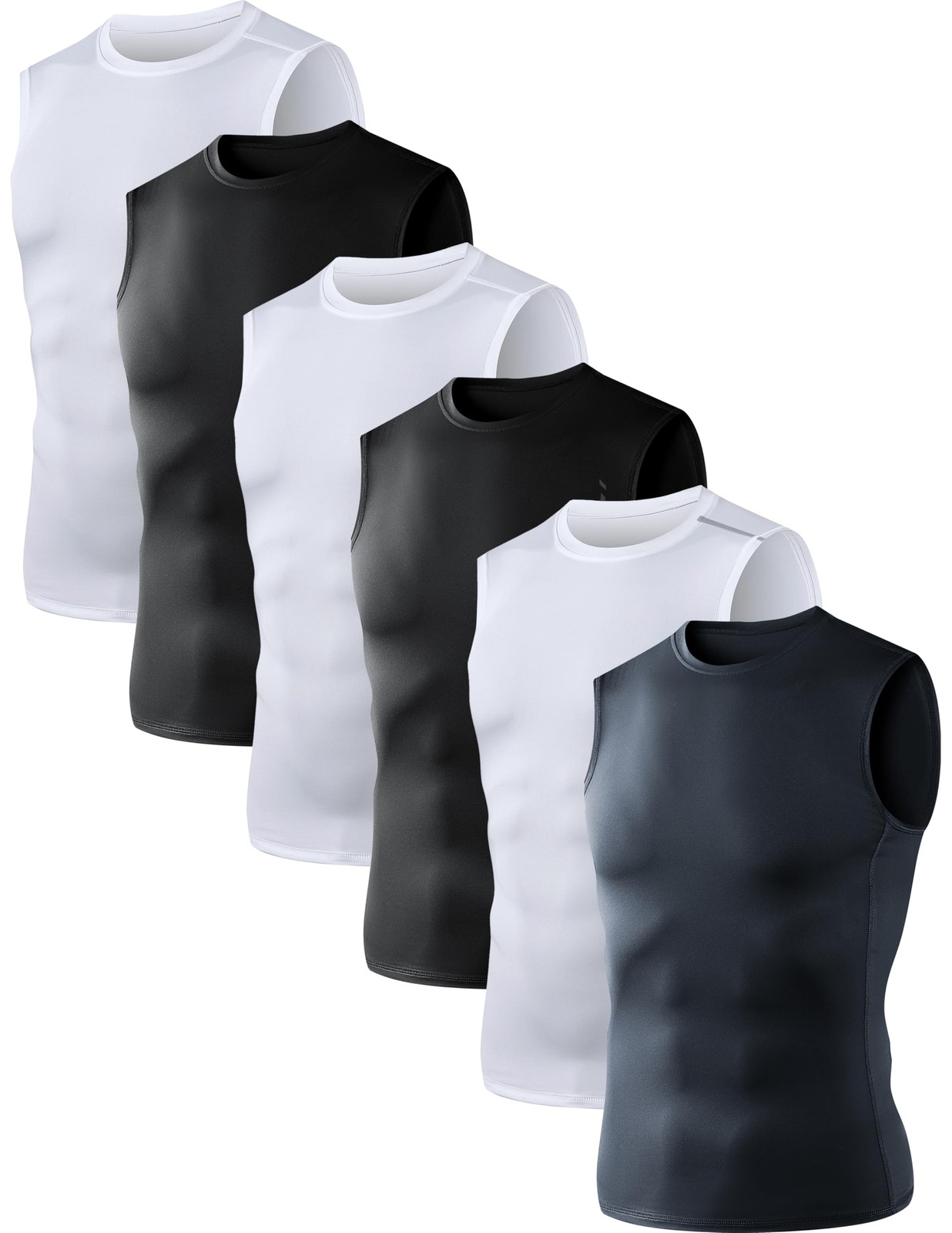 6 Pack Men's Athletic Compression Shirts Sleeveless Tank Top Base Layer Sport... gallery