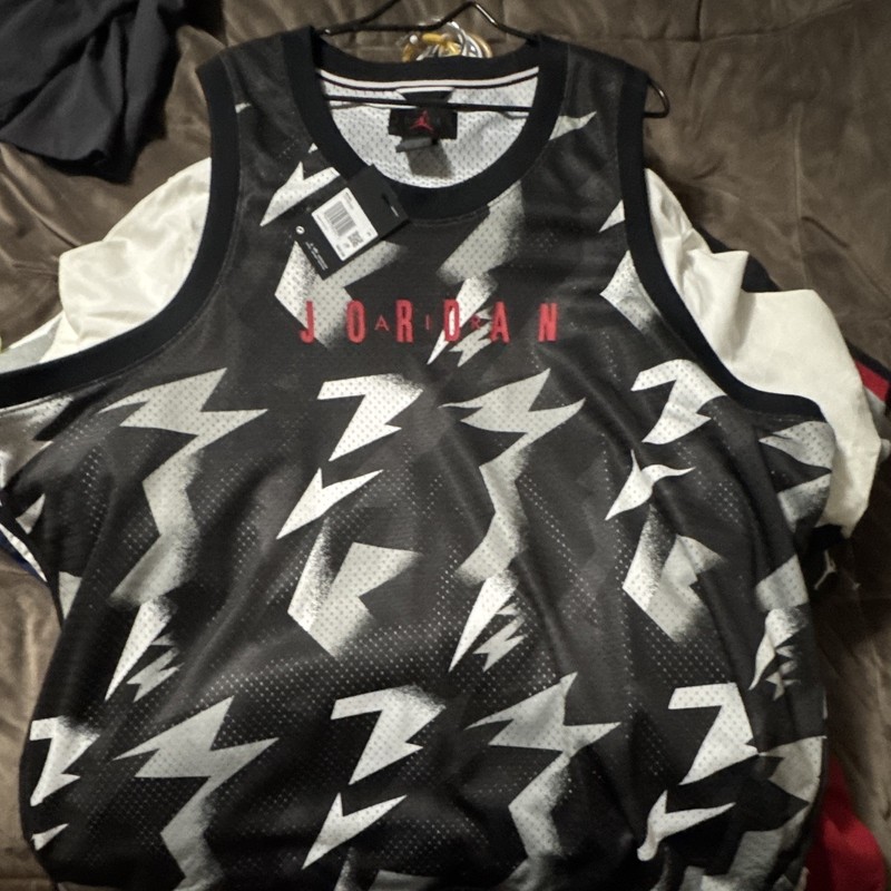 Jordan Big & Tall 3XL Mesh Jersey Tank Black/Gray/White Graphic #23 Poly gallery