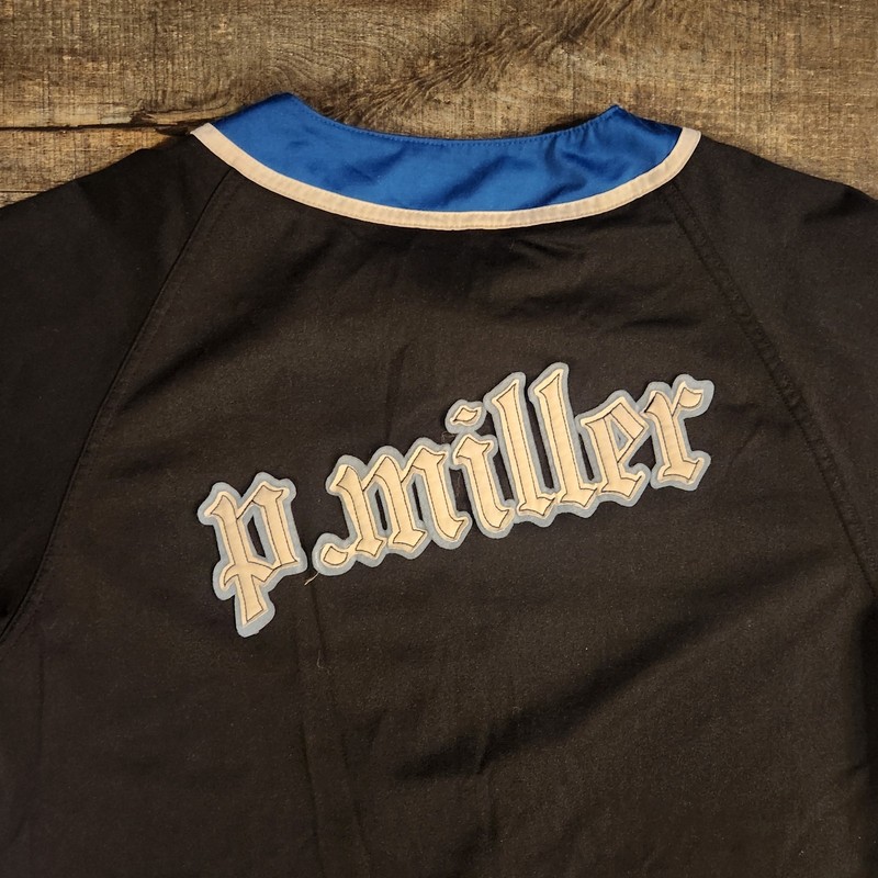 P Miller Boys XL Baseball Jersey Master P No Limit Snap Up Stitched Blue Y2K gallery