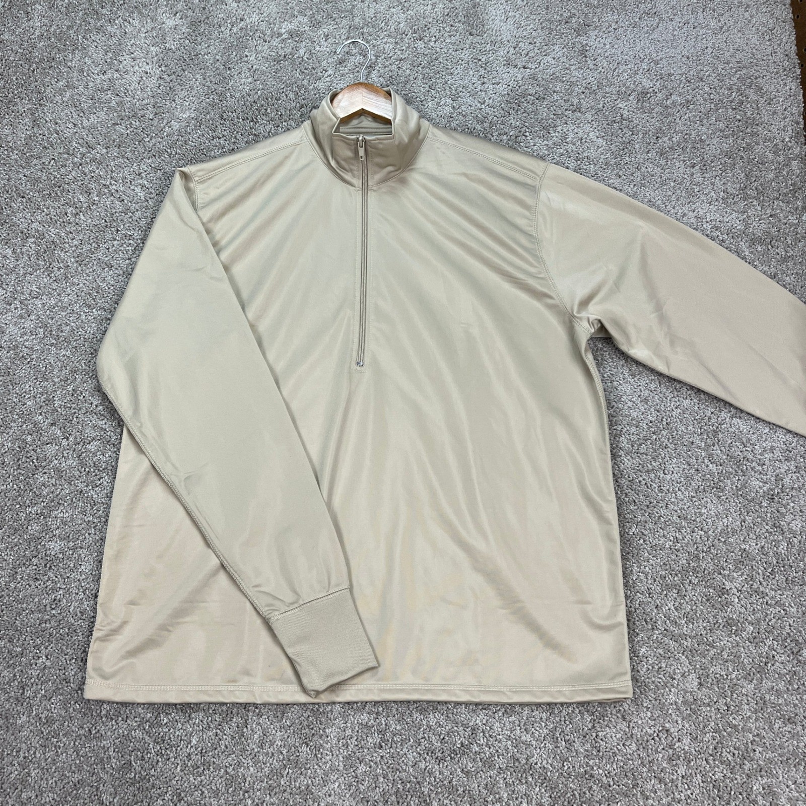 Military Sleeping Shirt Mens Large Tan Long Sleeve 1/4 Zip Active Force USA MADE gallery
