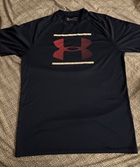 Under Armour Men’s M Navy Red White HeatGear Moisture Wicking Logo T-Shirt
