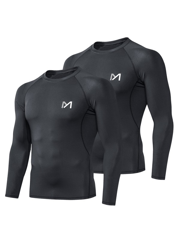 2X Men Compression Long Sleeve Muscle Shirts Workout Gym Sports Running Dry Cool gallery