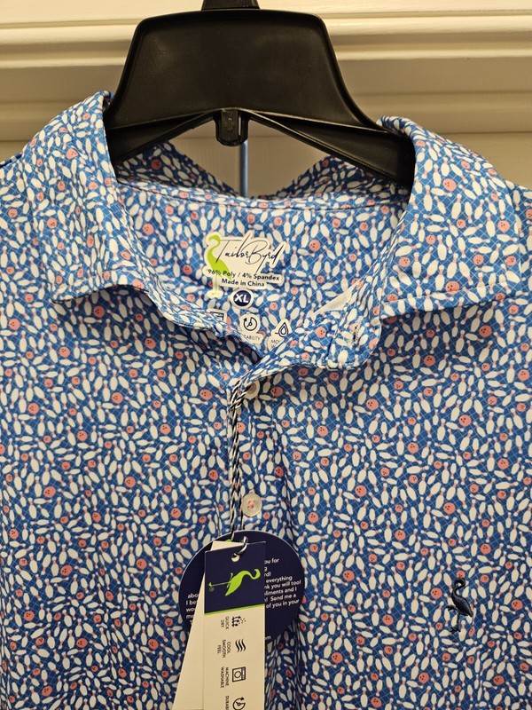 TailorByrd Men's Performance Bowling Polo Shirt “Admiral Blue” Sz XL NEW wTags gallery
