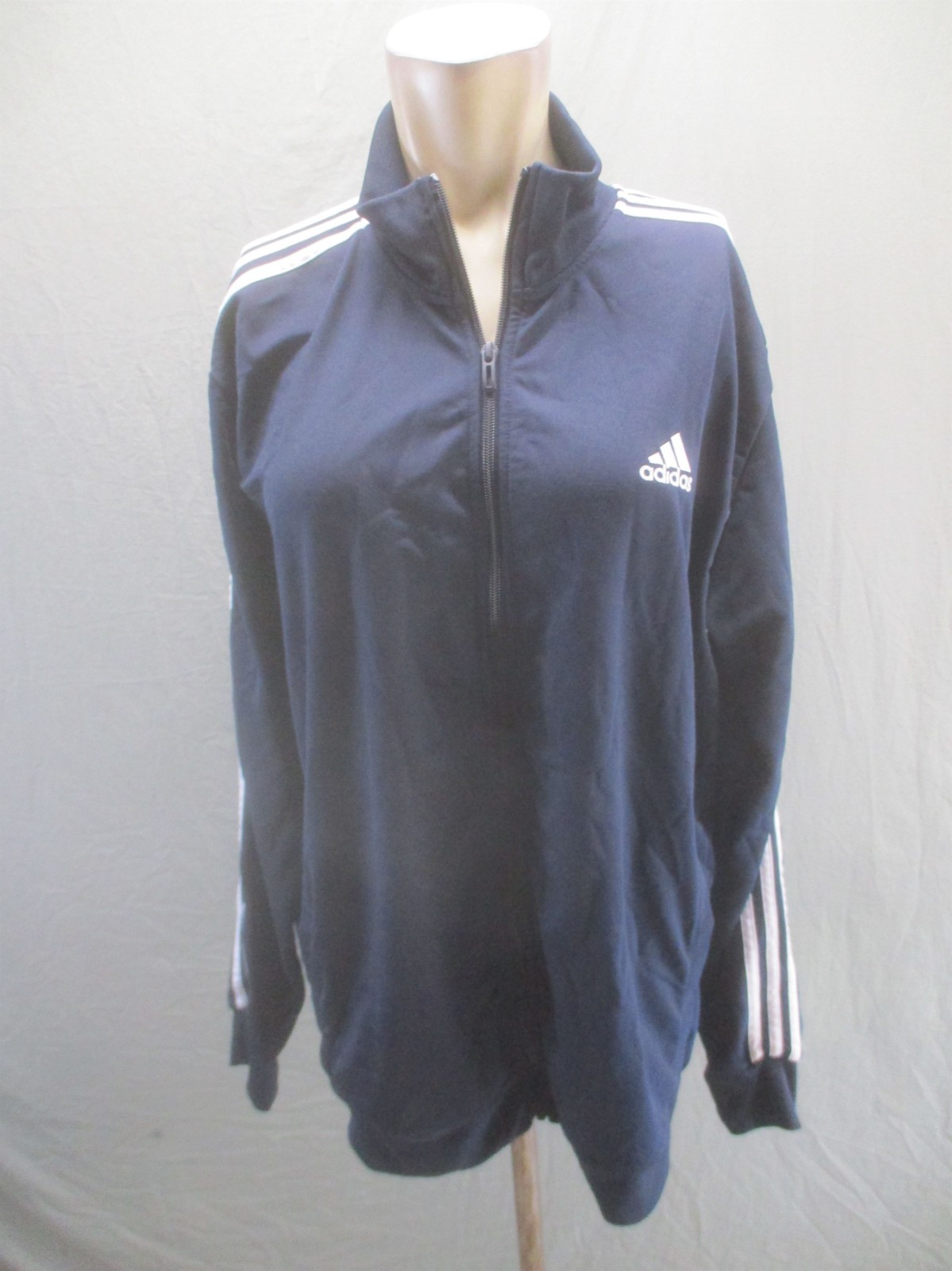 Adidas Size L Mens Blue 1/2 Zip Neck Long Sleeve Logo Activewear Pull Over 242 gallery