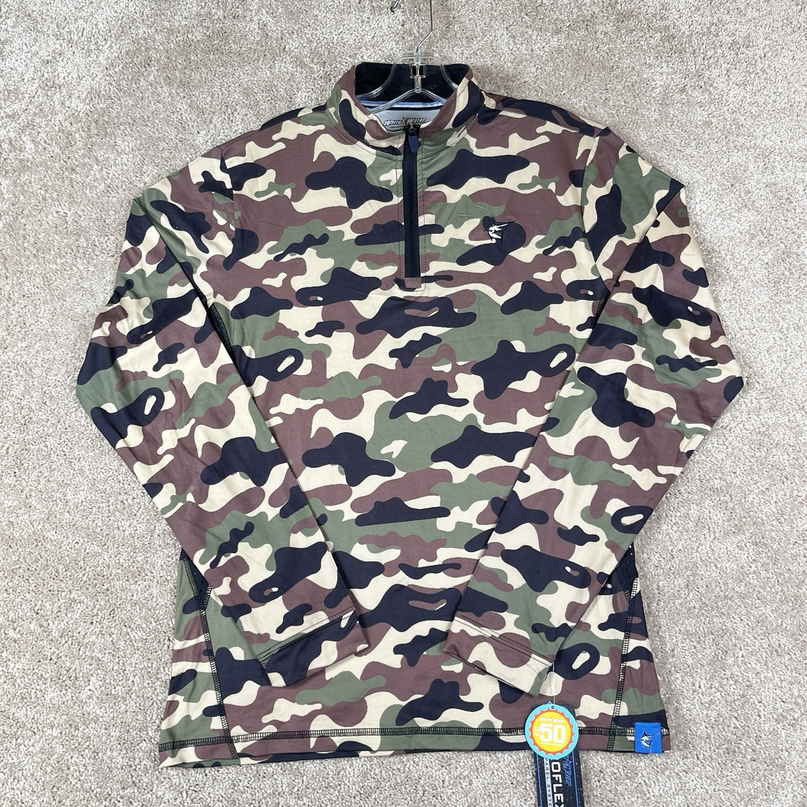White Water Camo Shirt Mens M Hydroflex System 1/4 Zip UV Protection Hunting gallery