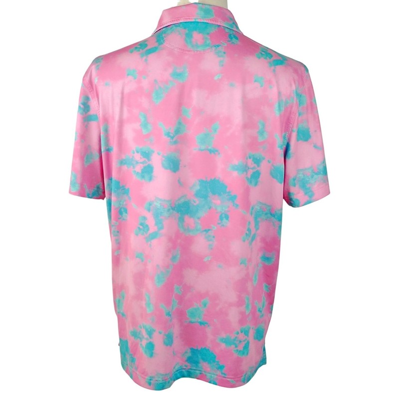 Chubbies Pink Blue Tie Dye Performance Golf Polo Men's MED Tennis UPF Wicking gallery