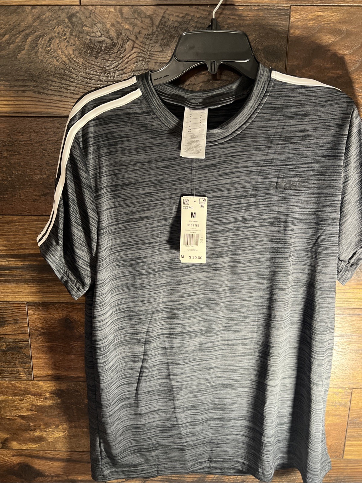 Adidas Performance Men's 3S SS Top T-Shirt Tee, Grey, M, New gallery