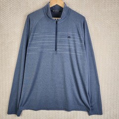 Travis Mathew Cloud 1/4 Zip Pullover Men’s XL Blue Gray Stripe Golf Performance