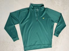 Masters Tech Men’s M Green 1/4 Zip Mock Neck Logo Long Sleeve Pullover