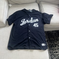 Nike Air Jordan IX Barons 45 Baseball Jersey Mens XXL Black Button Front