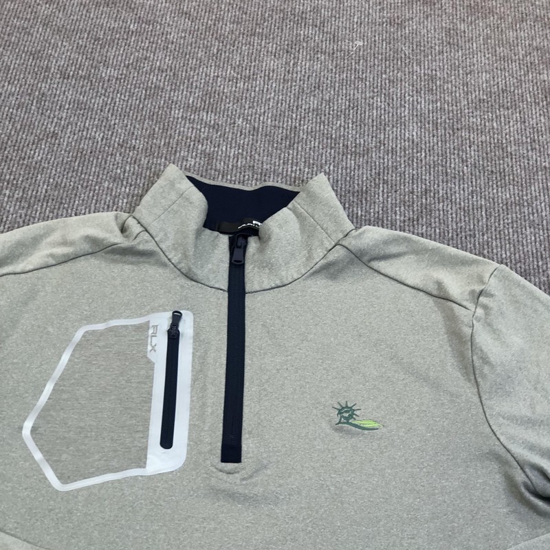 RLX Ralph Lauren Pullover Mens Medium Gray 1/4 Zip Performance Golf Pocket Top gallery