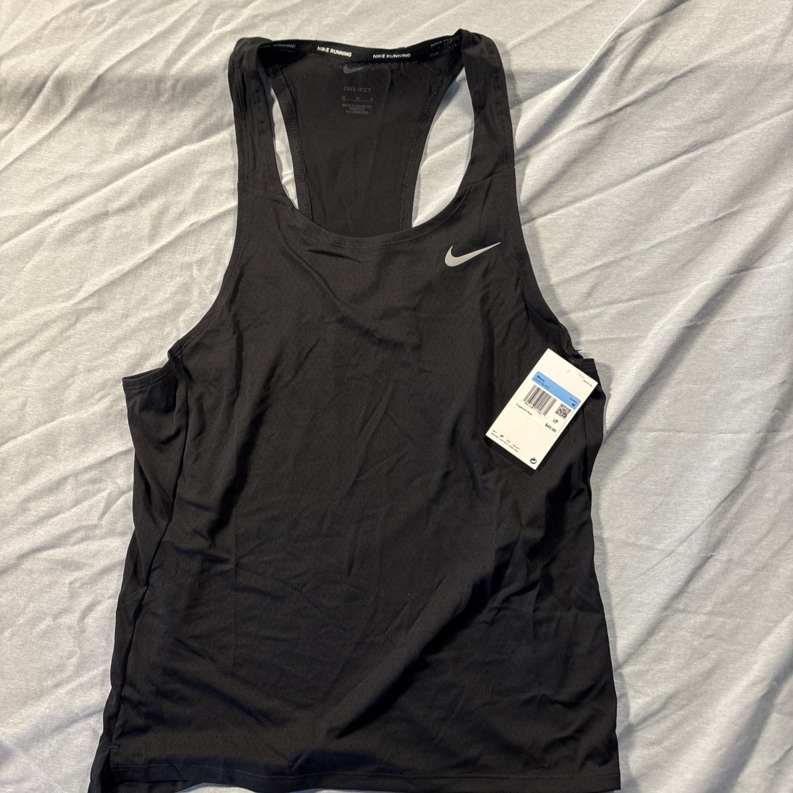Nike Dri-FIT Fast Men's Racing Singlet Tank Top Black Size M DQ4732-010 gallery