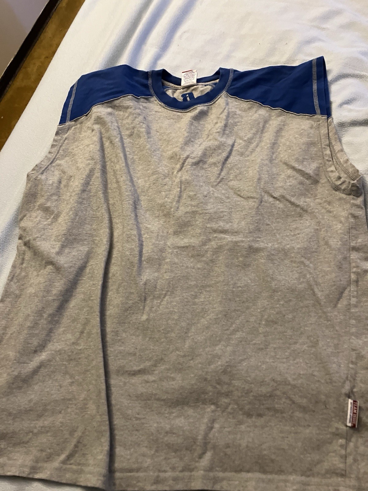 Vintage Russell Athletic Shirt Men's XL Gray & Blue Muscle Gym Training Tank Top gallery