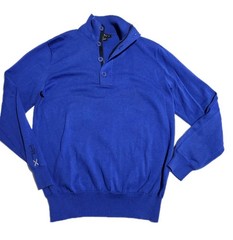 RLX Ralph Lauren Pullover Jacket Mens L Royal Blue 1/4 Zip Button Golf Stretch
