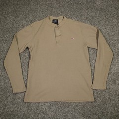 90s Polo Jeans Co Ralph Lauren Waffle-Knit Thermal Henley Shirt Mens Large Beige