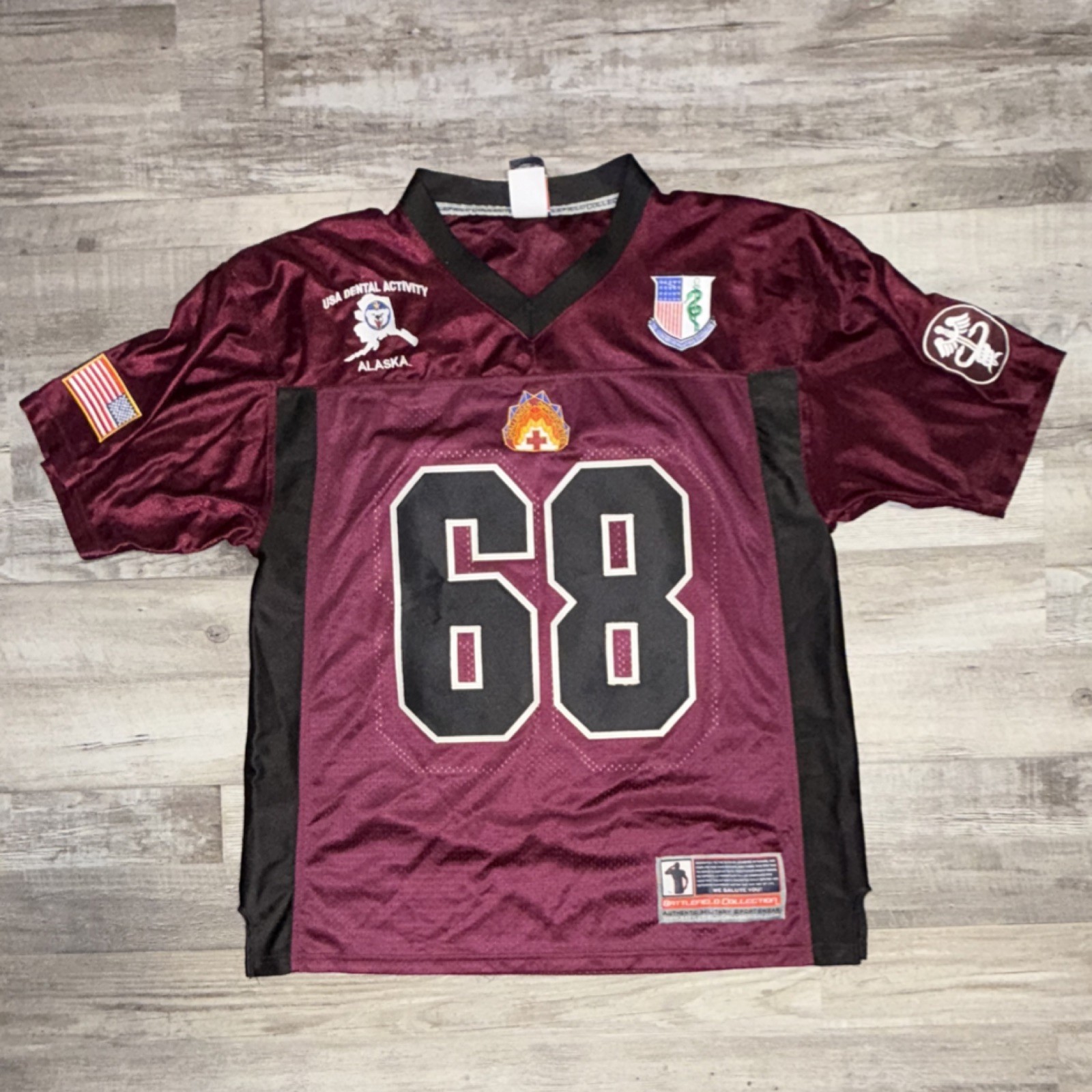 Battlefield Collection Arctic Bite Men's Short Sleeve Jersey L Maroon Black #68 gallery