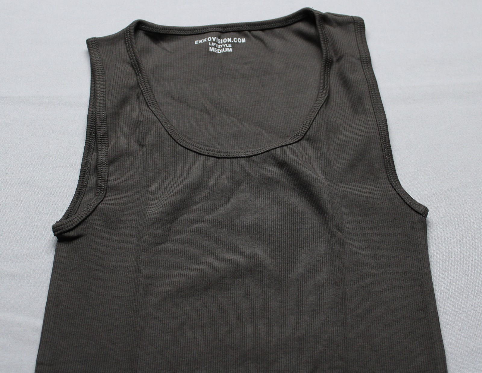 Ekkovision Men's Solid Ribbed Active Lifestyle Tank Top EJ3 Shadow Medium NWT gallery