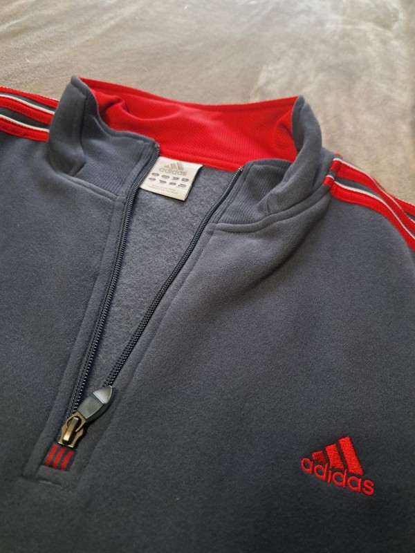 Adidas 2XL Quarter Zip Pullover Sweater Navy And Red gallery